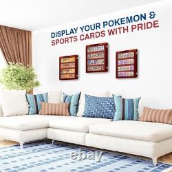 Trading Card Display Case USA 20 Ungraded Sport Top Loader Wood Cherry Cabinet