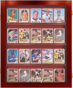 Trading Card Display Case USA 20 Ungraded Sport Top Loader Wood Cherry Cabinet