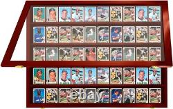 Trading Card Display Case USA 50 Ungraded Sport Top Loader Wood Cherry Cabinet