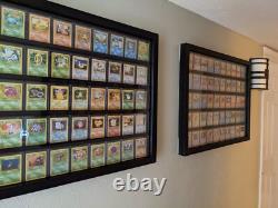 Trading Card Display Case USA 50 Ungraded Sport Top Loader Wood Cherry Cabinet