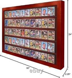 Trading Card Display Case USA 50 Ungraded Sport Top Loader Wood Cherry Cabinet