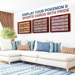 Trading Card Display Case USA 50 Ungraded Sport Top Loader Wood Cherry Cabinet