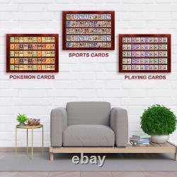 Trading Card Display Case USA 50 Ungraded Sport Top Loader Wood Cherry Cabinet