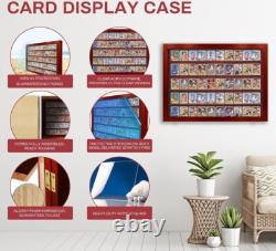 Trading Card Display Case USA 50 Ungraded Sport Top Loader Wood Cherry Cabinet