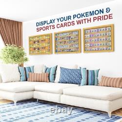 Trading Card Display Case USA 50 Ungraded Sport Top Loader Wood Pokemon Cabinet