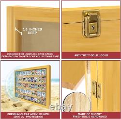 Trading Card Display Case USA 50 Ungraded Sport Top Loader Wood Pokemon Cabinet