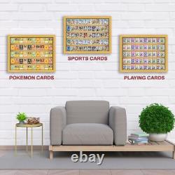 Trading Card Display Case USA 50 Ungraded Sport Top Loader Wood Pokemon Cabinet