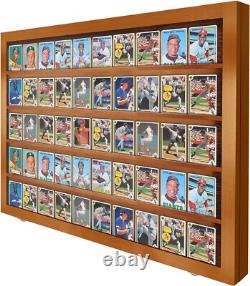 Trading Card Display Case USA 50 Ungraded Sport Top Loader Wood Walnut Cabinet