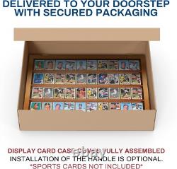 Trading Card Display Case USA 50 Ungraded Sport Top Loader Wood Walnut Cabinet
