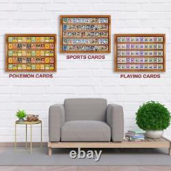 Trading Card Display Case USA 50 Ungraded Sport Top Loader Wood Walnut Cabinet
