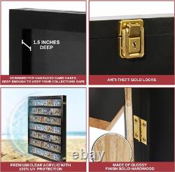 Trading Card Display Case USA 70 Ungraded Sport Top Loader Wood Baseball Frame