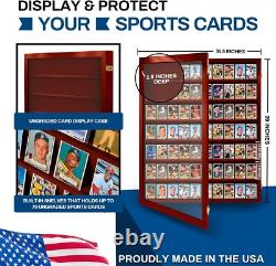 Trading Card Display Case USA 77 Pcs Pokemon Sport Top Loader Cherry Wood Frame