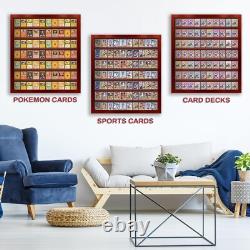 Trading Card Display Case USA 77 Pcs Pokemon Sport Top Loader Cherry Wood Frame