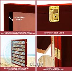 Trading Card Display Case USA 77 Pcs Pokemon Sport Top Loader Cherry Wood Frame