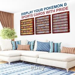 Trading Card Display Case USA 77 Pcs Pokemon Sport Top Loader Cherry Wood Frame