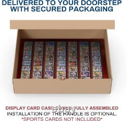 Trading Card Display Case USA 77 Pcs Pokemon Sport Top Loader Cherry Wood Frame