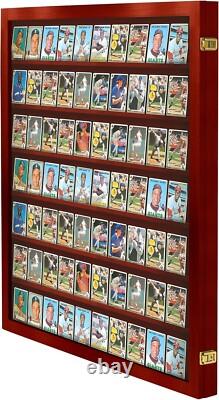 Trading Card Display Case USA 77 Pcs Pokemon Sport Top Loader Cherry Wood Frame