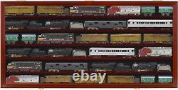 Train Display Case HO N Z Car 1/64 Model Toy Matchbox Mahogany Wall Rack Cabinet