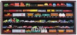 Train Display Case HO N Z Car 1/64 Model Toy Matchbox Mahogany Wall Rack Cabinet