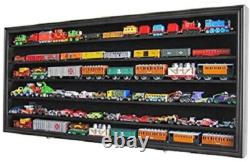 Train Display Case HO N Z Cars 1/64 Model Toy Matchbox Black Solid Wood Cabinet