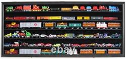 Train Display Case HO N Z Cars 1/64 Model Toy Matchbox Black Solid Wood Cabinet