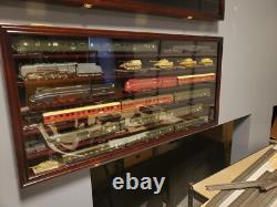 Train Display Case HO N Z Cars 1/64 Model Toy Matchbox Black Solid Wood Cabinet