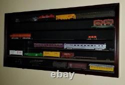 Train Display Case HO N Z Cars 1/64 Model Toy Matchbox Oak Wood Cabinet US Rack