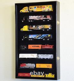 Train Display Case HO Scale Black Cab Truck Car Trailer Rig Diecast Wood Cabinet