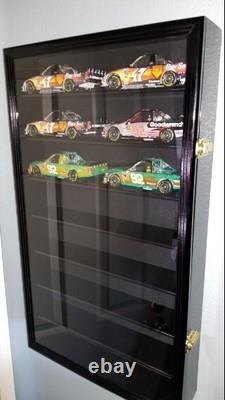 Train Display Case HO Scale Black Cab Truck Car Trailer Rig Diecast Wood Cabinet