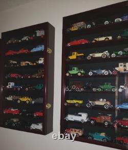 Train Display Case HO Scale Black Cab Truck Car Trailer Rig Diecast Wood Cabinet