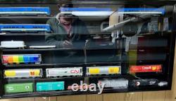 Train Display Case HO Scale Black Cabinet Railroad Car Locomotive Wood Frame USA