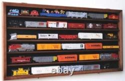 Train Display Case HO Scale Walnut Cabinet Railroad Car Locomotive Wood US Frame