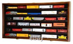 Train Display Case HO Scale Walnut Cabinet Railroad Car Locomotive Wood US Frame