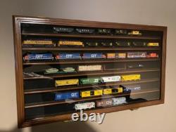 Train Display Case N Scale 7 Shelves Walnut Cabinet Railroad Car Locomotive Rack Train Display Case N Scale 7 Shelves Walnut Cabinet Railroad Car Locomotive Rack