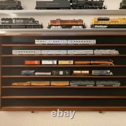 Train Display Case N Scale 7 Shelves Walnut Cabinet Railroad Car Locomotive Rack Train Display Case N Scale 7 Shelves Walnut Cabinet Railroad Car Locomotive Rack