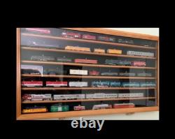 Train Display Case N Scale 7 Shelves Walnut Cabinet Railroad Car Locomotive Rack Train Display Case N Scale 7 Shelves Walnut Cabinet Railroad Car Locomotive Rack