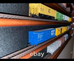 Train Display Case N Scale 7 Shelves Walnut Cabinet Railroad Car Locomotive Rack Train Display Case N Scale 7 Shelves Walnut Cabinet Railroad Car Locomotive Rack