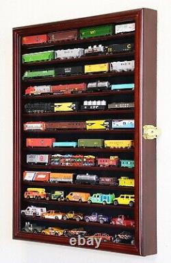 Train Display Case N Scale Cherry 12 Shelves Cab Railroad Car Locomotive Cabinet