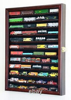 Train Display Case N Scale Cherry 12 Shelves Cab Railroad Car Locomotive Cabinet