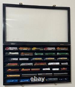 Train Display Case N Scale Cherry 7 Shelves Solid Wood Cabinet Railroad Car Rack