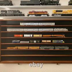 Train Display Case N Scale Cherry 7 Shelves Solid Wood Cabinet Railroad Car Rack