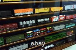 Train Display Case N Scale Cherry 7 Shelves Solid Wood Cabinet Railroad Car Rack