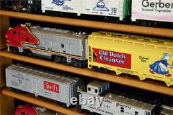 Train Display Case O Scale Walnut Railroad Car Locomotive Collection USA Cabinet