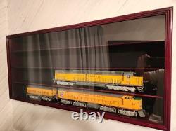 Train Display Case O Scale Walnut Railroad Car Locomotive Collection USA Cabinet