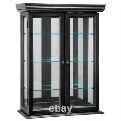 Tuscan Country Style Handmade Hardwood Ebony Black Finish 26 Wall Curio Cabinet