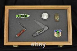 Two Timbers Large Display Case Walnut Finish 2x12x18 Knife Arrowhead Pins