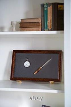 Two Timbers Small Display Case with Walnut Finish Handmade Wood Box with Glas