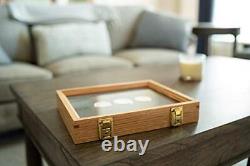 Two Timbers Small Display Case with Walnut Finish Handmade Wood Box with Glas
