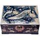 Two Level Mother Of Pearl Box Blue Peacock Decor Inlay Seashell Jewelry Case