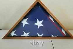 USA American Veteran Flag Wood Display Case withCasket Flag 5' x 8